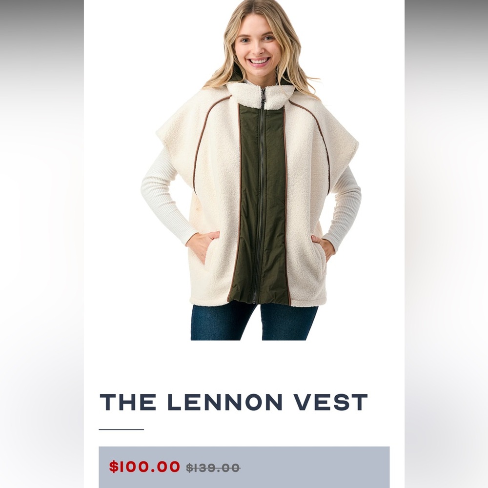 Reversible Cream and Green Vest